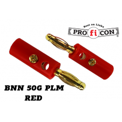 BNN 50G PLM RED Pro.fi.con golden plated male banana plug καλής ποιότητος κόκκινη επίχρυση αρσενική μπανάνα φις καλωδίου